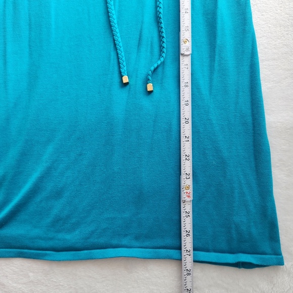 Y2K Guess Silk Tank Top Small Teal Blue Braided Drawstring Mermaid‎ Aquamarine - Picture 14 of 15